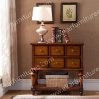 Vintage Console Table, Console Table with Drawers in Brown