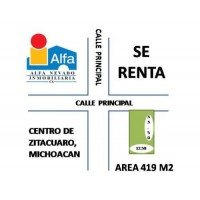 RENTA DE TERRENO COMERCIAL DE 419 M2 EN ZITACUARO